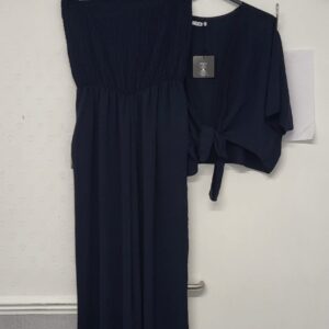 New Ladies Navy Blue Jumpsuit and Matching Shrug One Size fits sizes 18 20 22