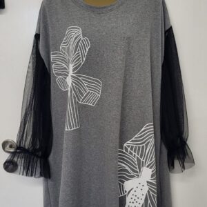 New Ladies Grey Tunic Top or Dress One Size fits sizes 18 20 22 24