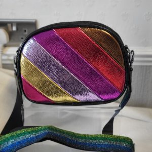 Black Metallic Stripes Crossbody Bag