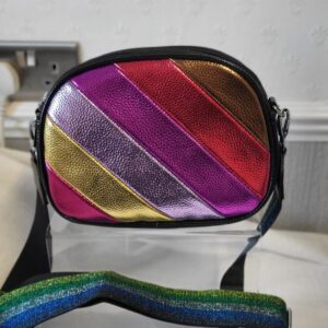 Black Metallic Stripes Crossbody Bag