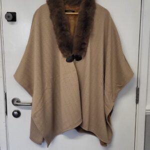 Camel Fake Fur Collar Poncho fits sizes 18 20 22
