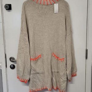 New Beige Pocket edged with Orange Pocket Long Jumper One Size fits sizes 20 22