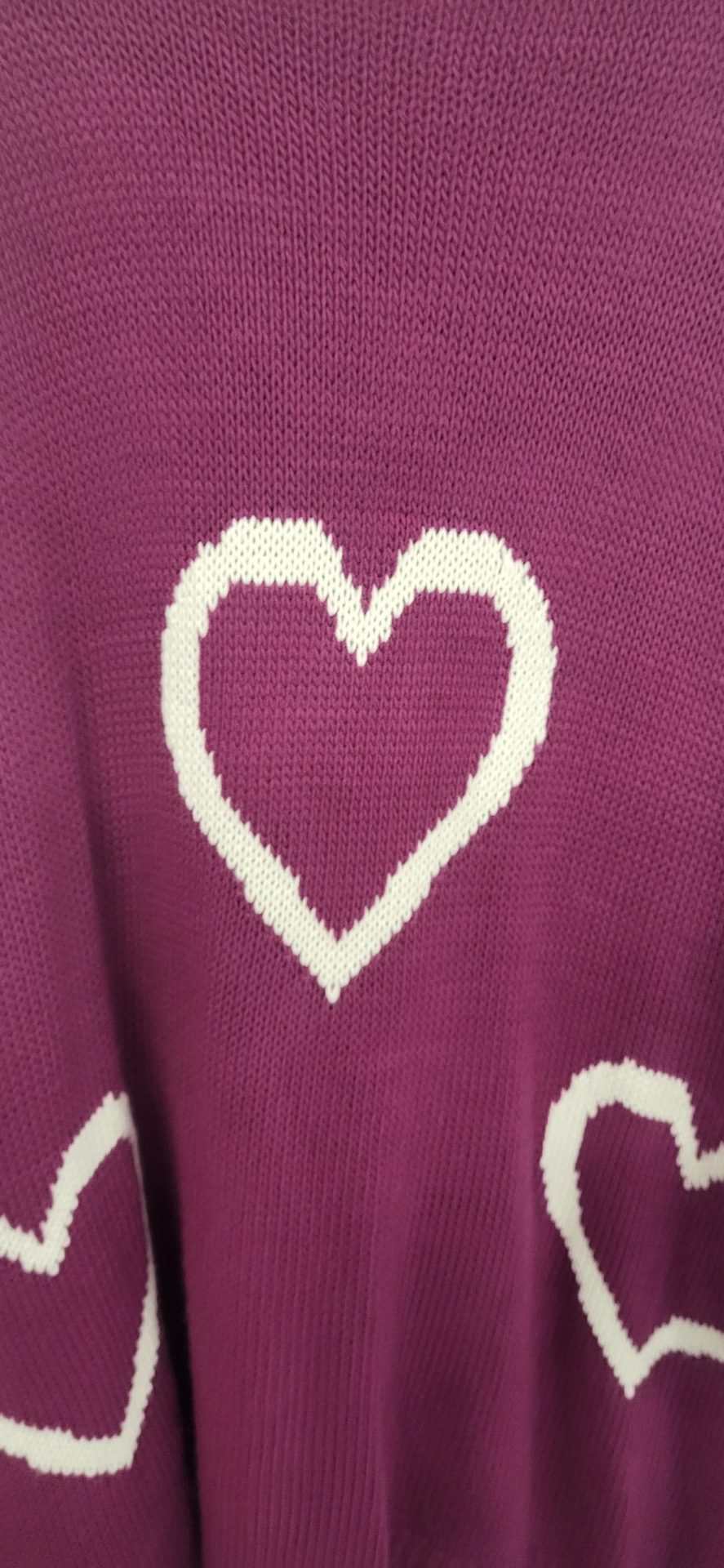 New Ladies Purple with White Hearts High Low Jumper One Size fits sizes 20 22 - Image 3