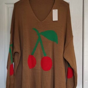 NEW Ladies Brown Cherry Jumper One Size Fits 20 22