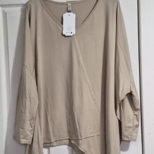 New Ladies Beige Asymmetrical Top One Size fits sizes 18 20 22 24