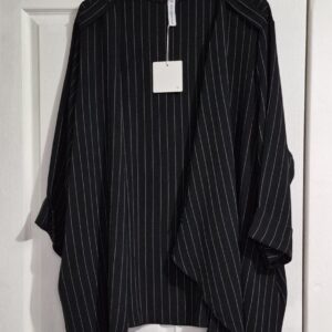 New Ladies Black Stripe Waterfall Jacket One Size fits sizes 18 20 22 24
