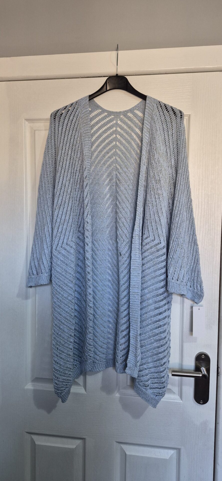 New Ladies Lacy with fleck Sky Blue Cardigan One Size fits sizes 18 20 22 24 - Image 7