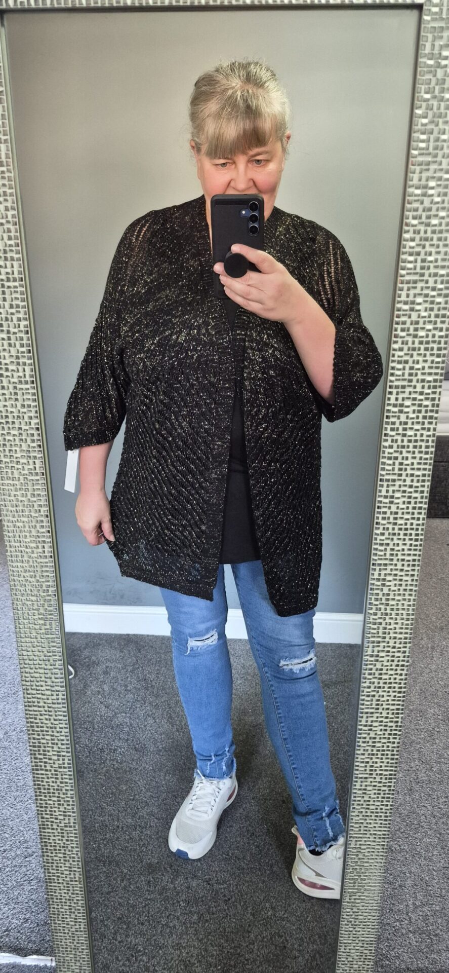 New Ladies Lacy with fleck Black Cardigan One Size fits sizes 18 20 22 24 NON RETURNABLE - Image 5
