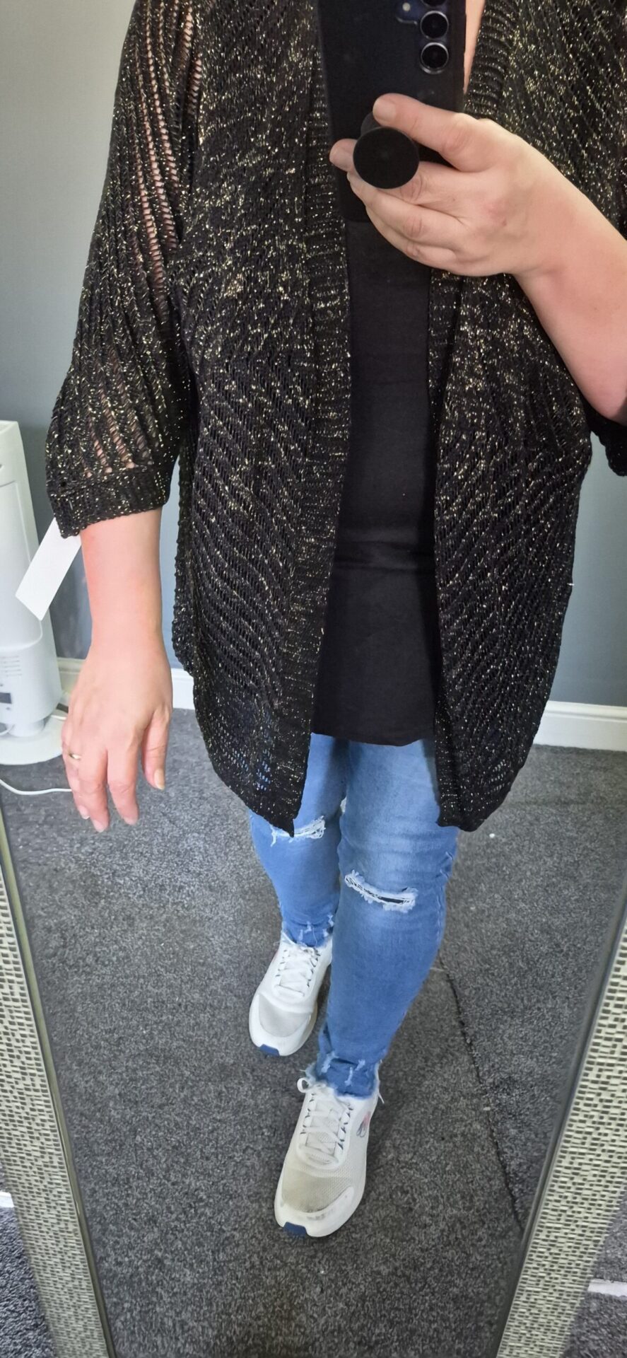 New Ladies Lacy with fleck Black Cardigan One Size fits sizes 18 20 22 24 NON RETURNABLE - Image 3