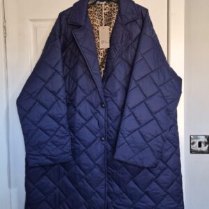 New Ladies Blue Quilted Pocket Coat One Size fits sizes 20 22