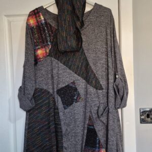 New Ladies Darker Grey Marl Colourful Snood Jumper One Size fits sizes 16 18 20 22