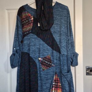 New Ladies Teal Blue Marl Colourful Snood Jumper One Size fits sizes 16 18 20 22