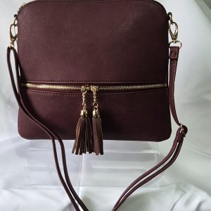 Wine Tassel Crossbody Bag