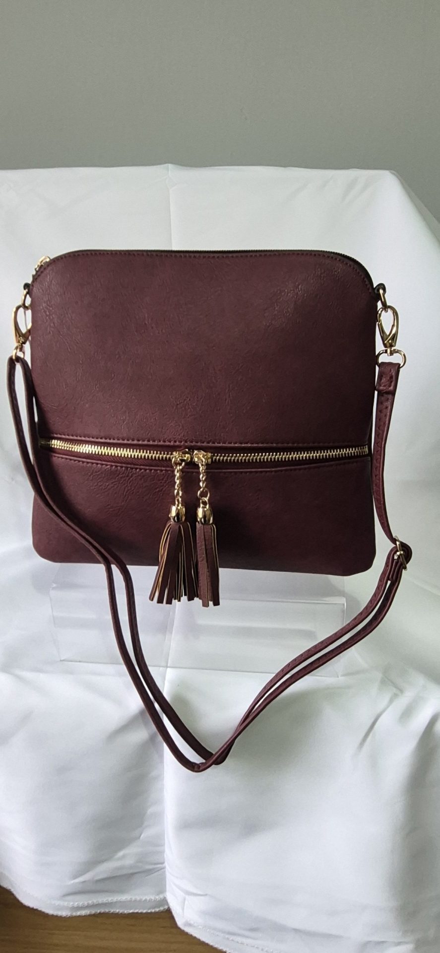 Wine Tassel Crossbody Bag - Image 2