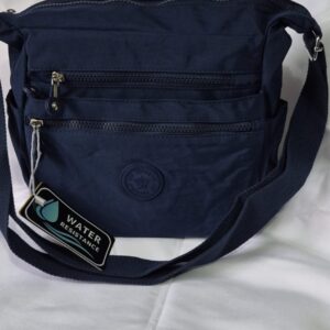 Navy Blue Waterproof Pockets Zip Bag Ladies New Tags