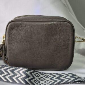 Grey Leather Crossbody bag