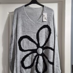 Grey Flower Women's New Tags Jumper One Size fits sizes 20 22