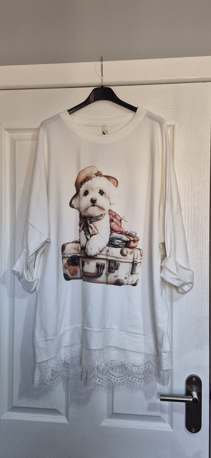 New White Dog Lacy Sweatshirt One Size fits sizes 18 20 22 - Image 2