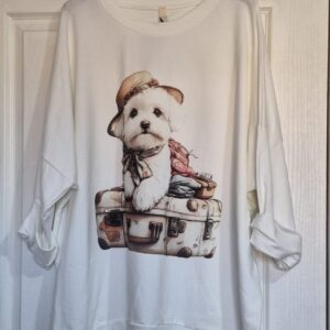 New White Dog Lacy Sweatshirt One Size fits sizes 18 20 22