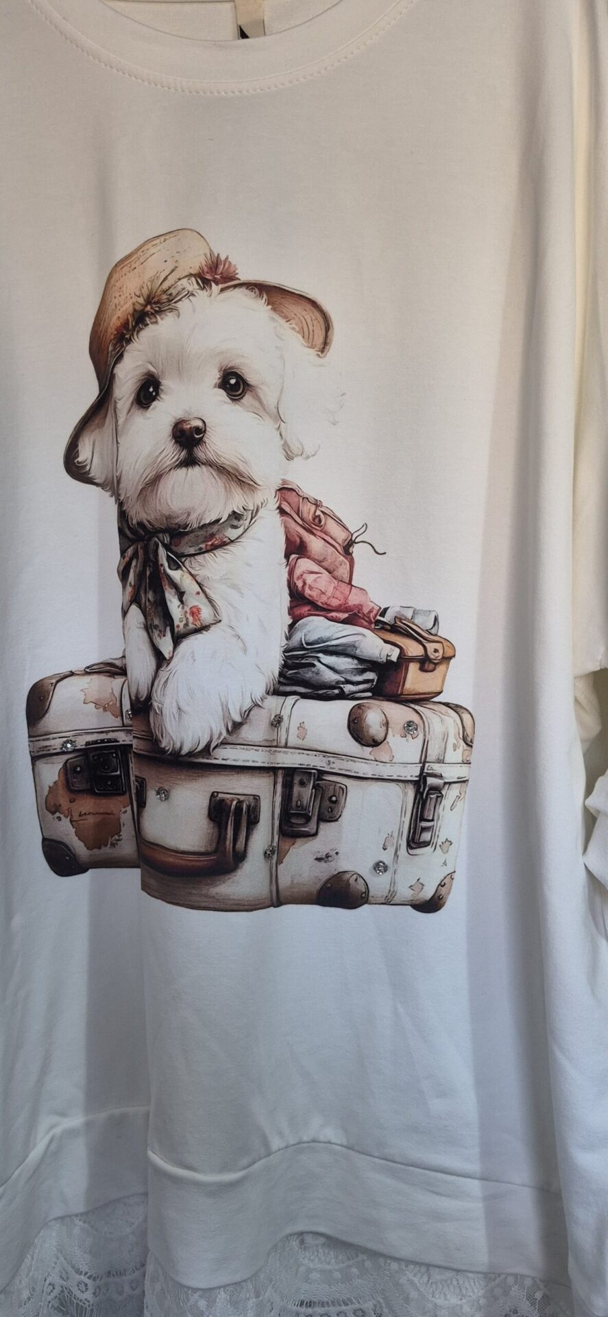 New White Dog Lacy Sweatshirt One Size fits sizes 18 20 22 - Image 5