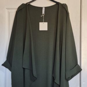 New Ladies Khaki Green Waterfall Jacket One Size fits sizes 18 20 22 24