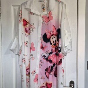 NEW Ladies White Butterfly Button Up Shirt Blouse One size fits sizes 18 20 22 24