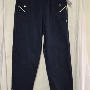 New Navy Blue Cherry Berry Full Length Trousers T4 UK 14
