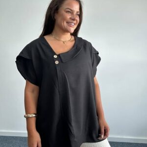 New Ladies Black Top One Size fits sizes 18 20 22