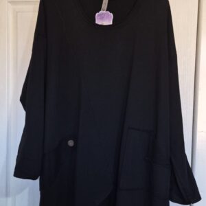 New Ladies Black Lightweight Sweatshirt One Size fits sizes 18 20 22