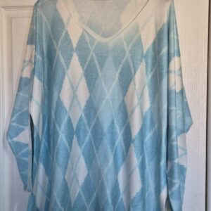 New Light Blue Diamond Lightweight Jumper One Size fits sizes 18 20 22
