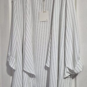New Ladies White Stripe Waterfall Jacket One Size fits sizes 18 20 22 24 NON RETURNABLE