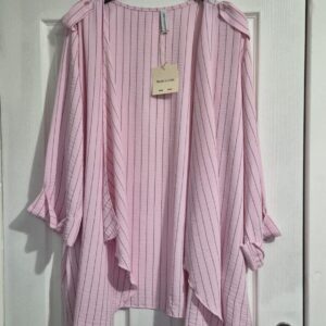 New Ladies Pink Stripe Waterfall Jacket One Size fits sizes 18 20 22 24