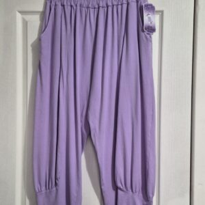 NEW Ladies Womens Lilac Jersey 3/4 Length cuff bottom Trousers One size fits sizes 16 18 20 22