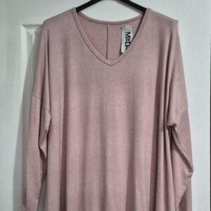 New Ladies Pale Pink Lightweight V Neck Jumper One Size fits sizes 18 20 22