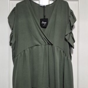 New Ladies Khaki Green Tunic Top One Size fits sizes 20 22 24 NON RETURNABLE