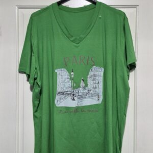 New Ladies Green Paris T-Shirt One Size fits sizes 18 20 22