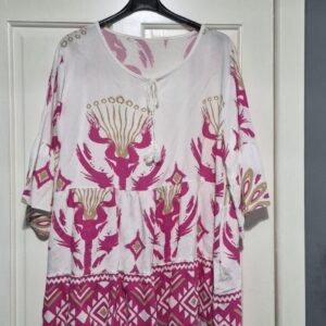 New Ladies Cerise Pink Pattern Top One Size fits sizes 18 20 22