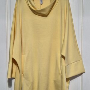 New Ladies Yellow Cowl Neck Pocket Top Scuba Material One Size fits sizes 18 20 22