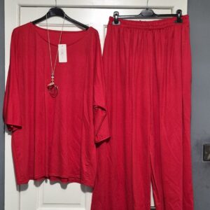 New Red 2 Piece Set Trousers and Top One Size fits sizes 18 20 22 24
