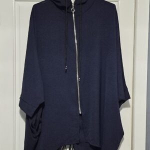 New Ladies Navy Blue Hooded Zip up Jacket One Size fits sizes 20 22 24