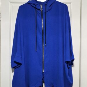 New Ladies Royal Blue Hooded Zip up Jacket One Size fits sizes 20 22 24