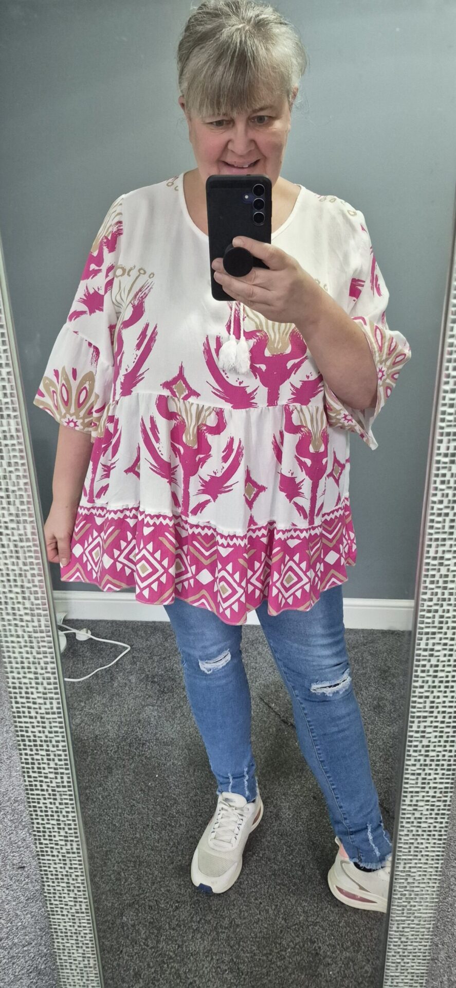 New Ladies Cerise Pink Pattern Top One Size fits sizes 18 20 22 - Image 6