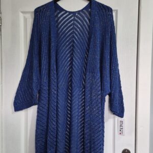New Ladies Lacy with fleck Royal Blue Cardigan One Size fits sizes 18 20 22 24