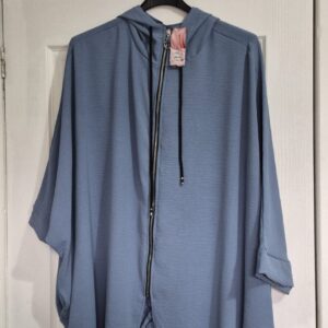 New Ladies Denim Blue Hooded Zip up Jacket One Size fits sizes 20 22 24