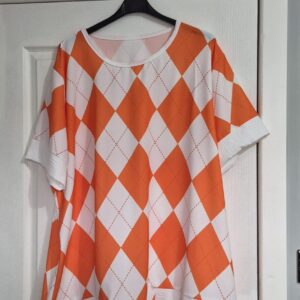 New Ladies Orange White Diamond Top One Size fits sizes 18 20 22