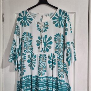 New Ladies Light Blue Pattern Top One Size fits sizes 18 20 22