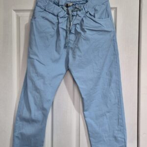 NEW Ladies Light Blue Stretchy Crinkle Magic Trousers One Size Fits 10 12 14 16 Size 1
