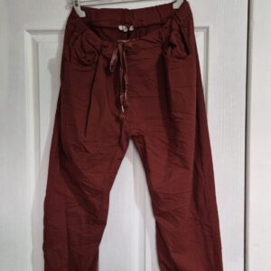 NEW Ladies Rust Stretchy Crinkle Magic Trousers One Size Fits 18 20 22 Size 2