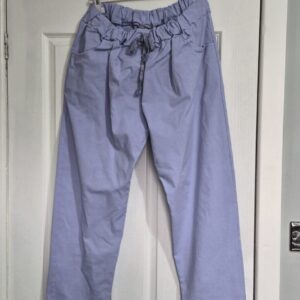 NEW Ladies Purple Stretchy Crinkle Magic Trousers One Size Fits 18 20 22 Size 2
