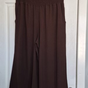 New Ladies Chocolate Brown Palazzo Wide Leg Trousers One size fits sizes 16 18 20 22